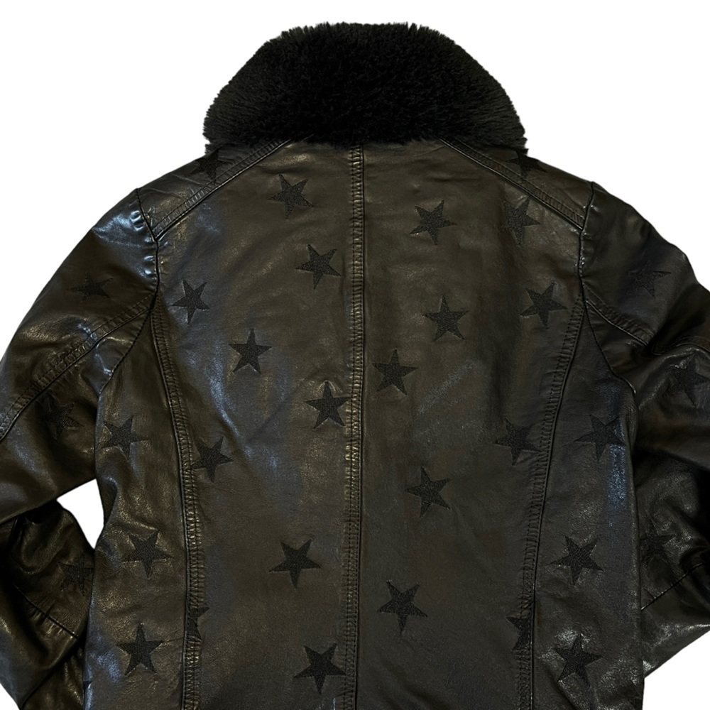 Samantha Sipos Seeing Stars Black Leather Faux Fur Moto Jacket Size XS #907 - Picture 10 of 11